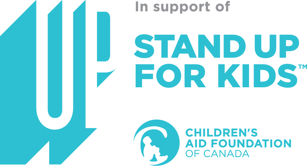 Stand up for kids logo featuring paragon roofing BC.