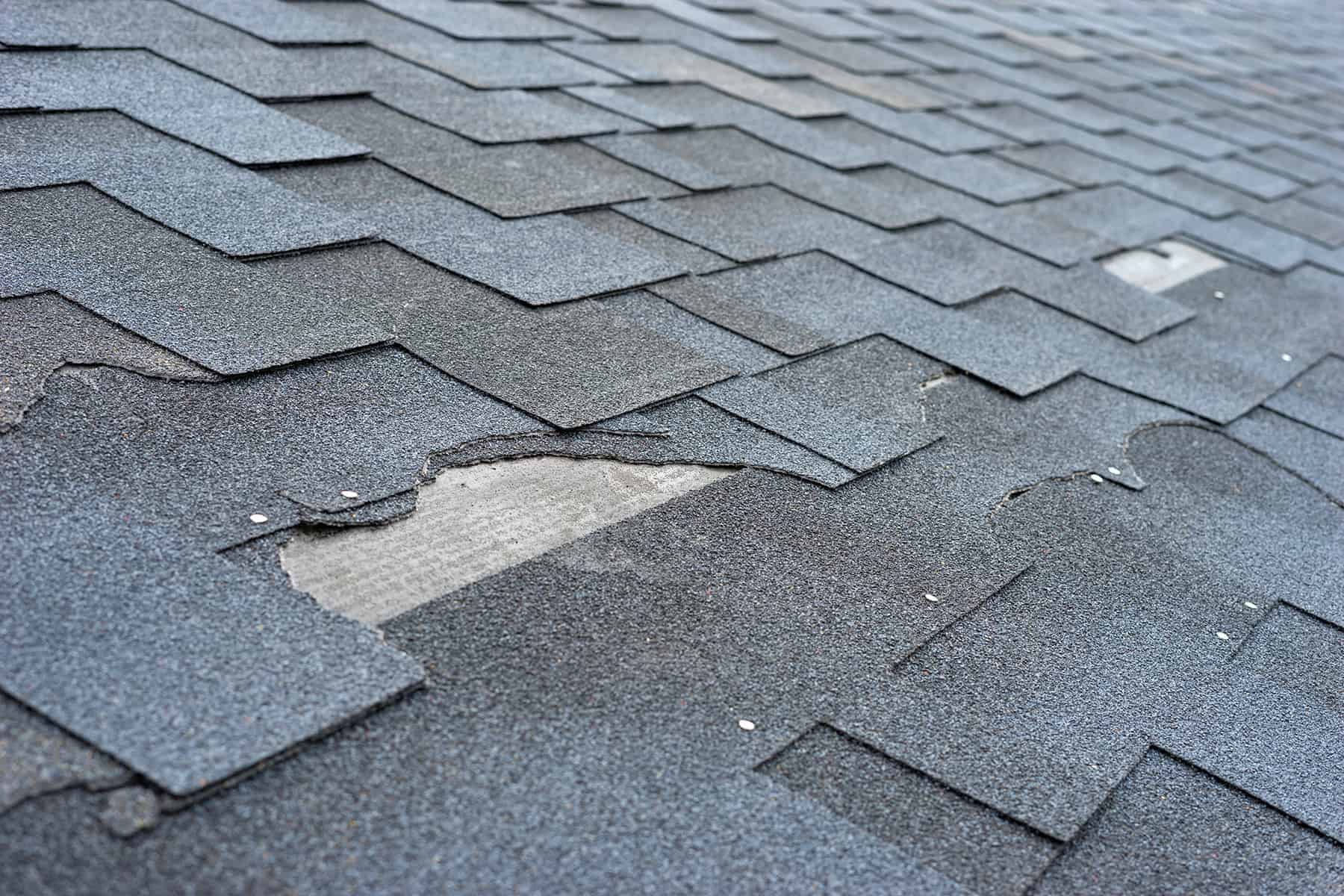 a roof with a crack in the middle of it.