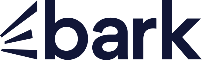 a dark blue logo with the word bark on it.