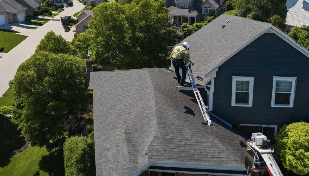 Roof inspection in progress