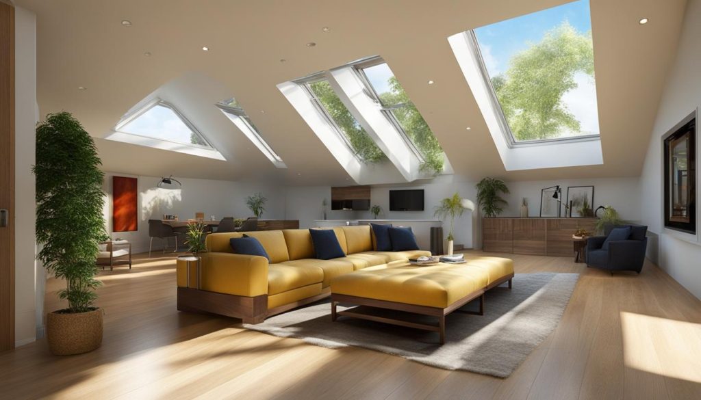 Skylights bring natural light into the home