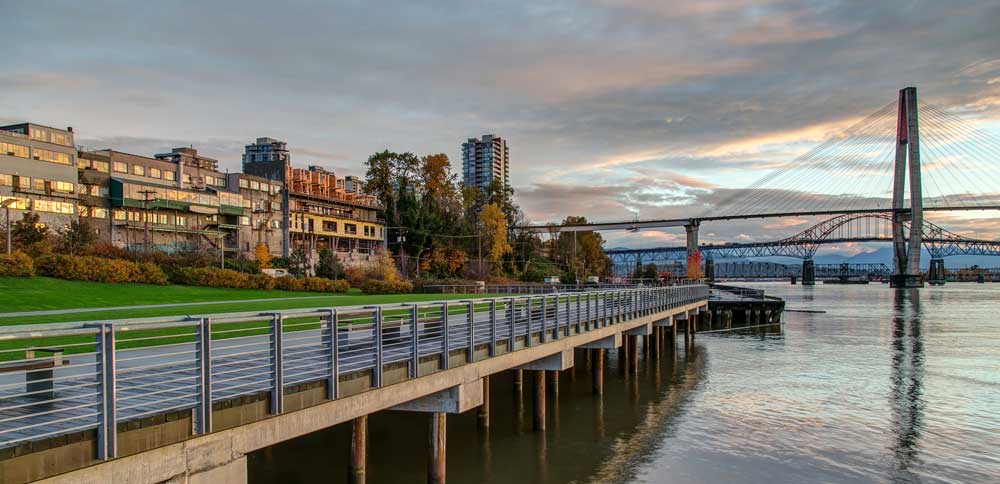 A bridge over a river in new Westminster, British Columbia. Paragon roofing bc, best roofers in new westminster