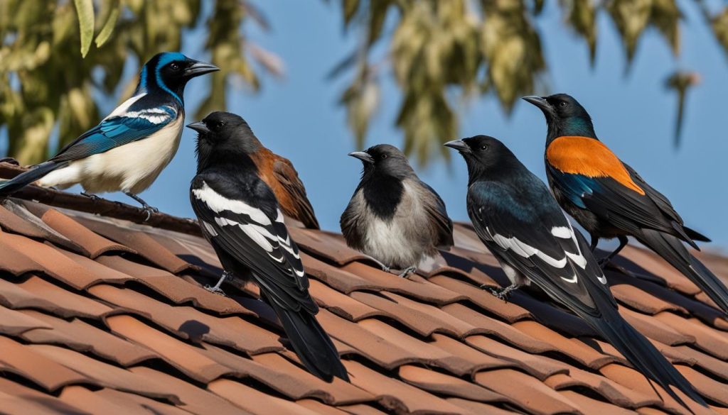 Common bird species on roofs