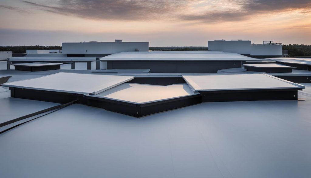 Flat roof with PVC roofing material