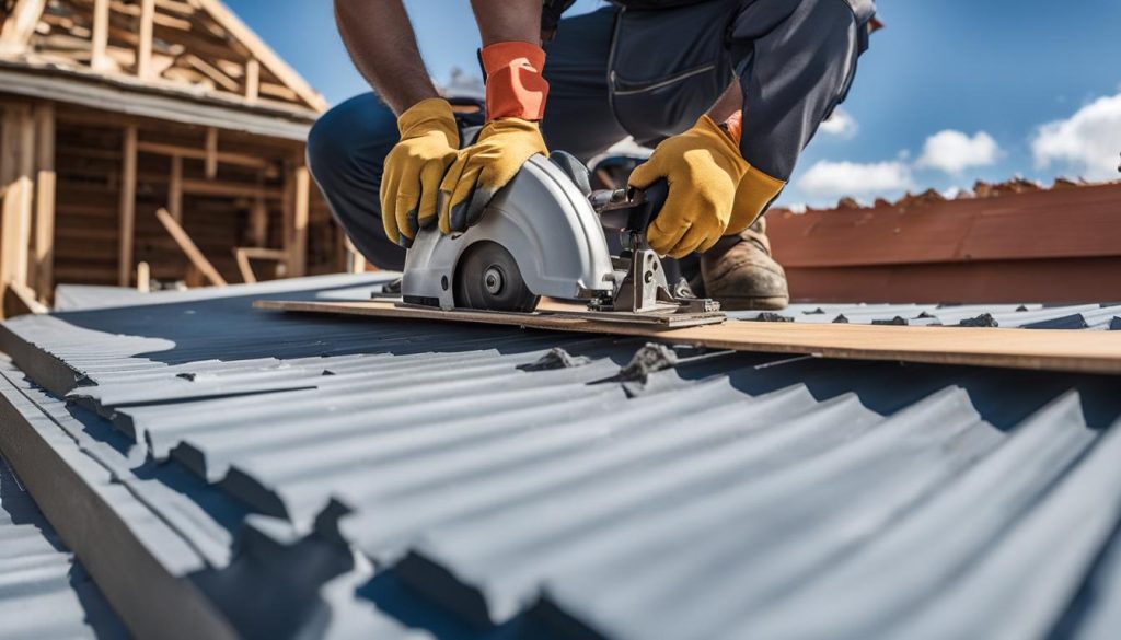 Roofing contractor working on a roof