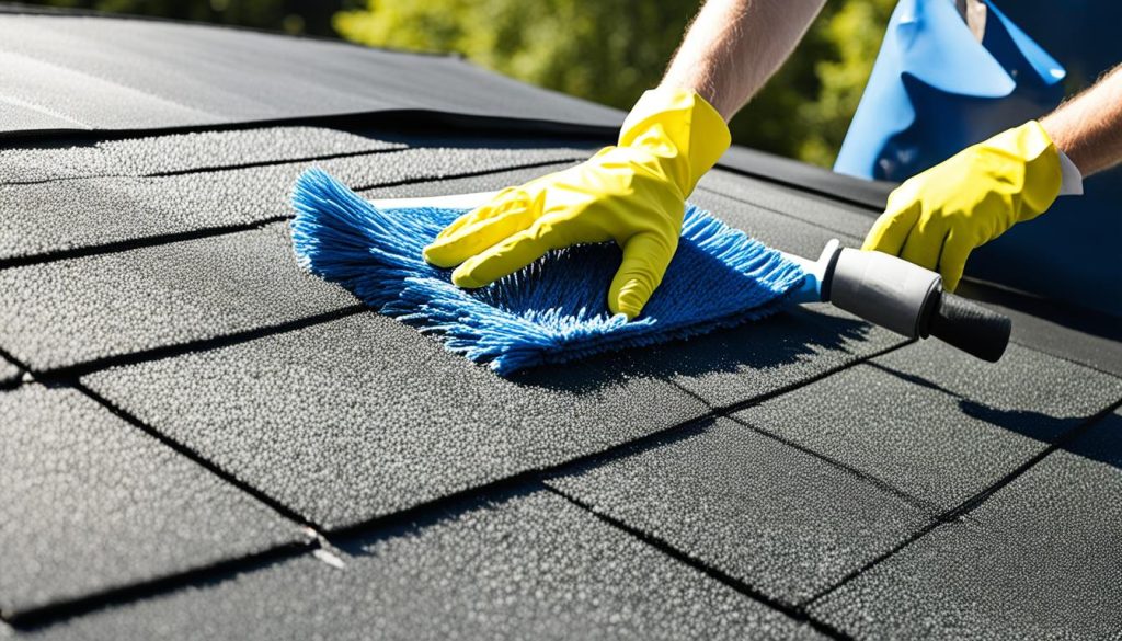 A person wiping down a rubber roof, demonstrating how easy it is to maintain.